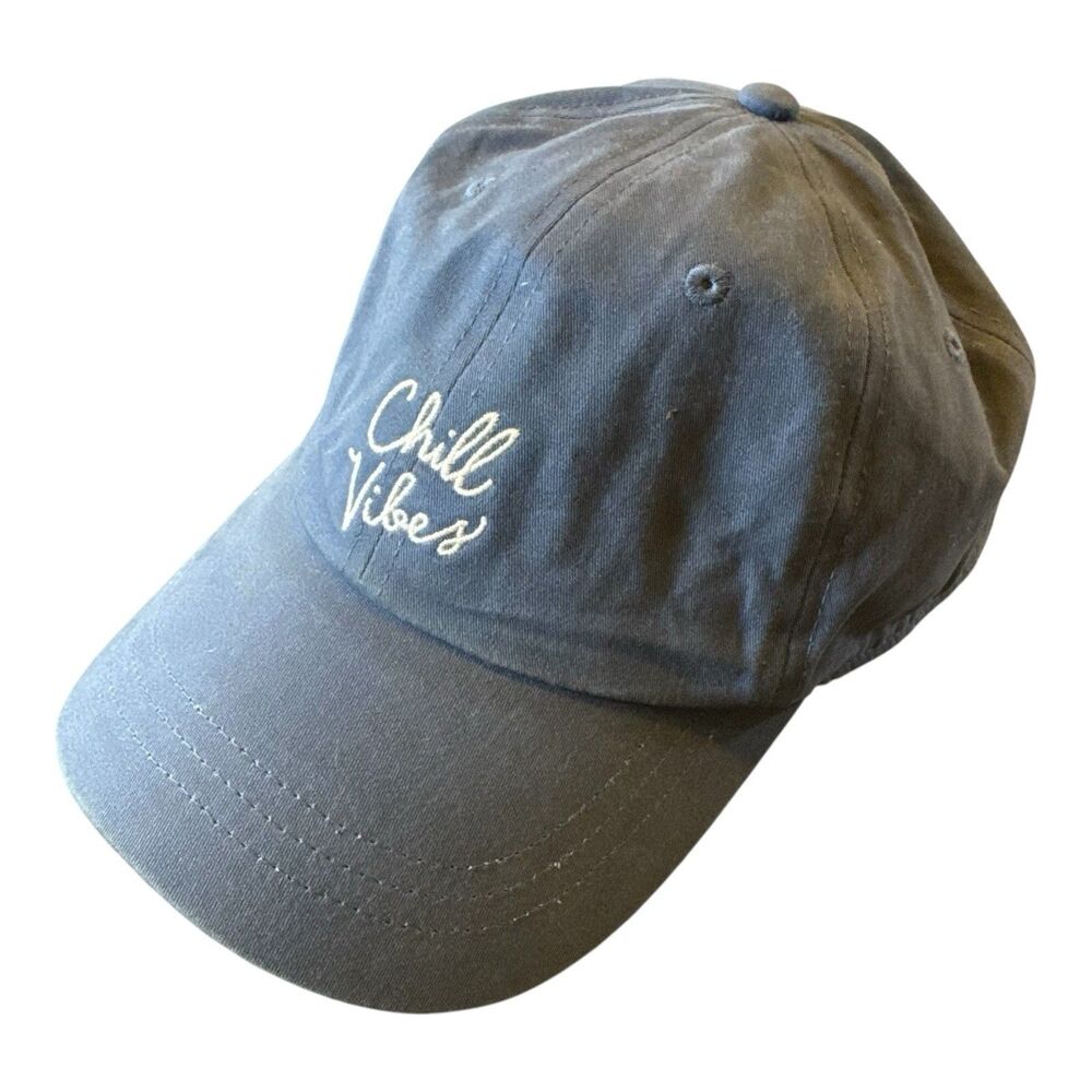 PINK Cap Dad Hat Women OSFM Blue Chill Vibes Embroidered Logo Strapback - Picture 4 of 11